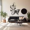 LaModaHome Floral Butterfly Metal Wall Art for Lounge, Chic Monochrome Decor, Romantic Nature Themed Home Accent, Contemporary Botanical Artwork - 23.6"x28.3"/60x72cm view 3