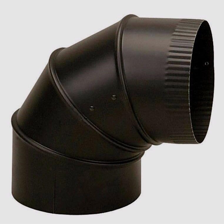 BM0014 6" Dia. STOVE PIPE ELBOW 90 ADJUSTABLE Black 24 Gauge Steel, Replacement for IMPERIAL OEM