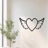 LaModaHome Winged Heart Metal Wall Art for Romantic Decor, Bedroom - Love Symbol, Angelic Home Accent, Spiritual Living Space, Matte Metal Decor - 13.8"x34.4"/35x87.5cm view 1