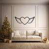 LaModaHome Winged Heart Metal Wall Art for Romantic Decor, Bedroom - Love Symbol, Angelic Home Accent, Spiritual Living Space, Matte Metal Decor - 13.8"x34.4"/35x87.5cm view 3