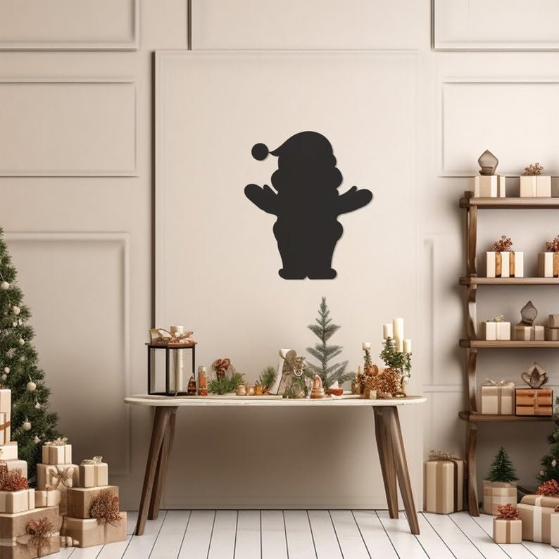 LaModaHome Christmas Metal Wall Art, Snowman Design, Santa Claus Scene, Festive Theme Modern Home Decor, Holiday Wall Hanging, Unique Winter Decoration - 31.5"x37.8"/80x96cm