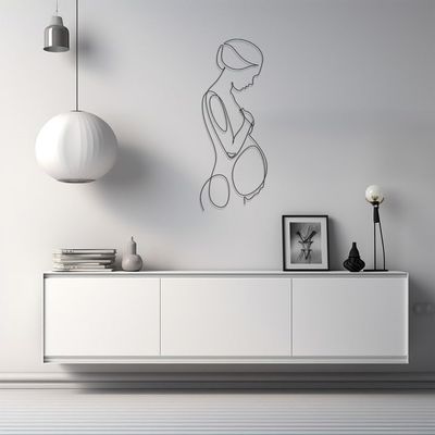 LaModaHome Mother Child Love Wall Art, Maternity Metal Decor, Pregnant Design Home Decoration,Parenthood Artwork,Unique Pregnancy Gift - 9.8"x24.6"/25x62.5cm