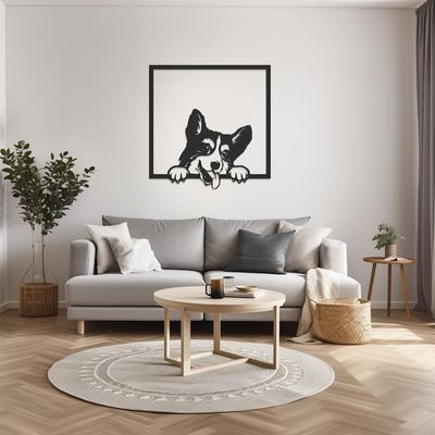 LaModaHome Dog Pattern Metal Wall Art, Unique Animal Design Home Decor, Ideal Christmas Gift, Stylish Metal Decor for Modern Living Spaces - 23.6"x23.6"/60x60cm
