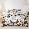 Video Game Kids Duvet Cover Set Twin Size,Gaming Gamepad Cow Skin Cowhide Bedding Set,Boys Girls Men Room Decor,Western Cowboy Cow Skull Comforter Cover,Brown Rustic Retro Quilt Cover,1 Pillowcase view 1