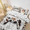 Video Game Kids Duvet Cover Set Twin Size,Gaming Gamepad Cow Skin Cowhide Bedding Set,Boys Girls Men Room Decor,Western Cowboy Cow Skull Comforter Cover,Brown Rustic Retro Quilt Cover,1 Pillowcase view 3