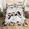 Video Game Kids Duvet Cover Set Twin Size,Gaming Gamepad Cow Skin Cowhide Bedding Set,Boys Girls Men Room Decor,Western Cowboy Cow Skull Comforter Cover,Brown Rustic Retro Quilt Cover,1 Pillowcase view 4