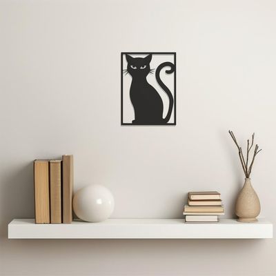 LaModaHome Modern Metal Wall Art, Cat Silhouette Decor, Contemporary Feline Metalwork, Home Accent,Kitty Figurine, Chic Pet Artwork,Unique Wall Hanging - 27.6"x35.8"/70x91cm