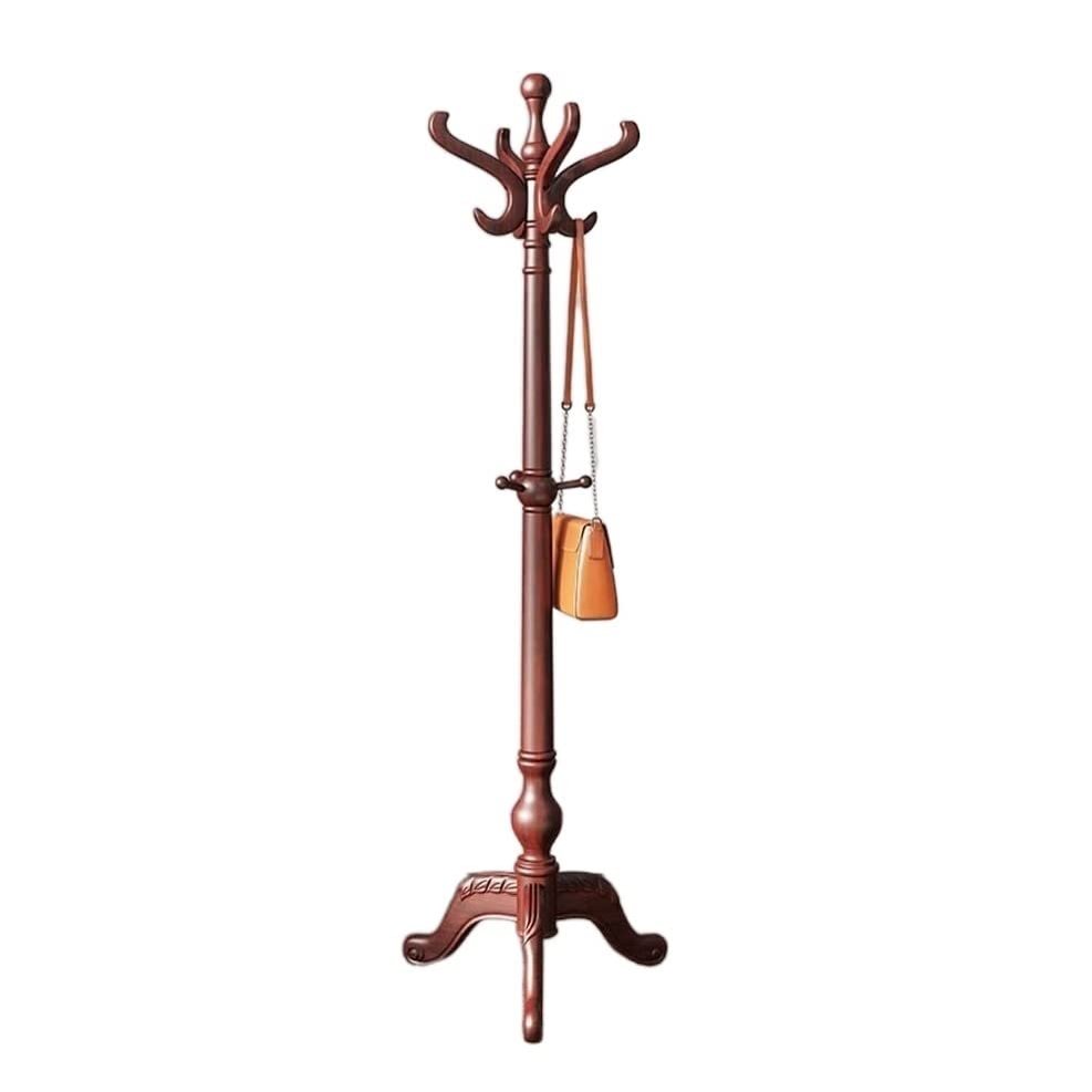 Coat Rack Solid Wood Coat Rack Entryway Coat Stand Tree with 11 Hooks & Stable Tri-Legged Base, Hanger Stand for Home Hall Bedroom Coat Tree (Color : Brown)
