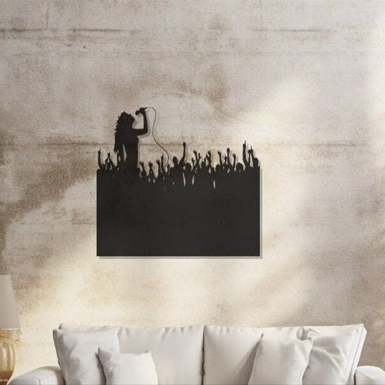 LaModaHome Concert Scene Metal Wall Art, Urban Musical Decor, Themed Artwork, Handcrafted Modern Home Design, Unique Industrial Sculpture - 31.5"x47.2"/80x120cm