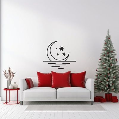 LaModaHome Star Pattern Metal Wall Art, Unique Moon Design Wall Decor, Christmas Gift, Artistic Sky-Inspired Home Decoration, Night Theme Decor - 35.4"x42.5"/90x108cm