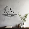 LaModaHome Star Pattern Metal Wall Art, Unique Moon Design Wall Decor, Christmas Gift, Artistic Sky-Inspired Home Decoration, Night Theme Decor - 35.4"x42.5"/90x108cm view 2