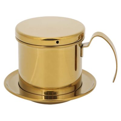 Pilipane Vietnamese Stainless Steel Coffee Filter Drip Pot, High Density, Fine Filter Screen, Long-Lasting, Detachable(Gold)