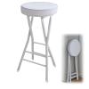Padded Round Stool - Backless 24Inch Portable Folding Bar Stool, Modern Fashion Metal Foldable Stool, Counter Height Stools with Capacity 125KG/275Lbs (Color: White)(1Pc) view 1