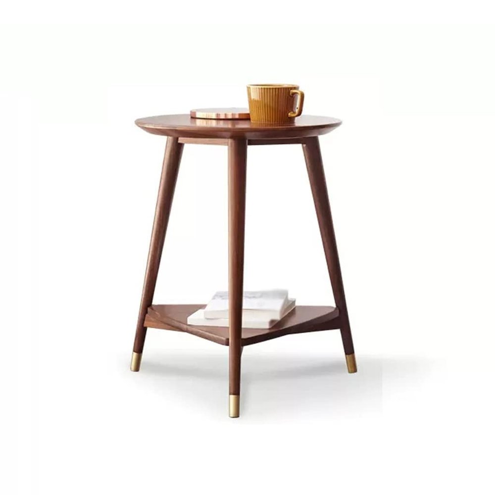 JJTOOLS Side Tables Bedroom Wooden Side Table Simple Wooden Coffee Table Small Apartment Living Room Household Double Storage Corner Table Coffee Tables for Living Room