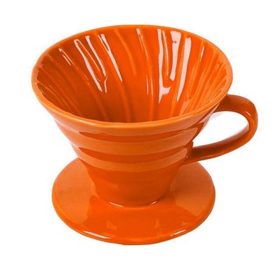 Ceramic Coffee Dripper Engine V60 Style Coffee Drip Filter,Kitchen Tools Coffee Maker Permanent Filter Cup Coffeeware(L,Orange)