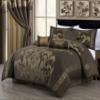Chezmoi Collection 7-Piece Jacquard Floral Comforter Set (Queen, Coffee/Gold) view 1