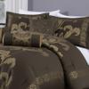 Chezmoi Collection 7-Piece Jacquard Floral Comforter Set (Queen, Coffee/Gold) view 3