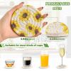 Aflyko Spring Coasters for Drink Sunflower Cute Coaster Set with Metal Holder Cotton Woven Coaster for Coffee Table Bistro Home Kitchen Island Housewarming Gift 6 Pack view 3