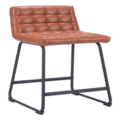 Zuo Pago Counter Stool (Set of 2) Brown, Brown Counter Stool, Modern Style, Faux Leather, Plush and Durable Faux Leather Fabric, Plywood, Indoor Bar, 18.9" W x 19.7" D x 35" H