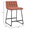 Zuo Pago Counter Stool (Set of 2) Brown, Brown Counter Stool, Modern Style, Faux Leather, Plush and Durable Faux Leather Fabric, Plywood, Indoor Bar, 18.9" W x 19.7" D x 35" H view 3