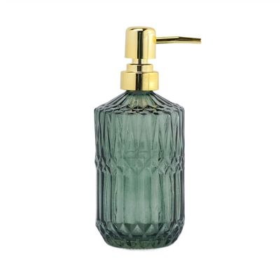 GLigeT Hand Soap Dispenser Large Capacity Lotion Separate Bottle Press Type Shampoo Bath Gel Bottle 450ML Luxury Glass Soap Dispenser Soap Dispensor (Color : Green)