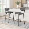 Zuo Charon Counter Stool (Set of 2) Vintage Black, Black Counter Stool, Modern Style, Faux Leather, Plush and Durable Faux Leather Fabric, Plywood, Indoor Bar, 18.5" W x 22.4" D x 36.2" H view 2