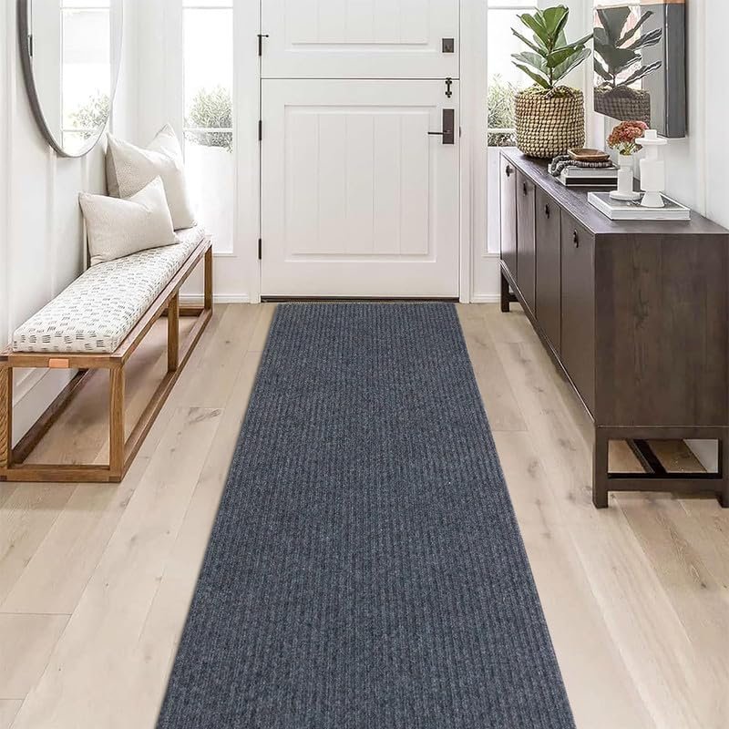 ALTRUISTIC Hallway Runner Rug 5FTX62FT,PVC Backed Non-Slip Area Rugs Runner,Custom Size Outdoor Indoor Carpet Door Mat for Floor Entryway Kitchen Laundry Balcony Garage,Grey