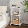TUTOTAK Small Narrow Side Table with Charging Station, Set of 2 Skinny End Table for Small Spaces, Slim Nightstand with USB Ports and Outlet,Sofa Beside Table with Wheels, White TB01BW047 view 2