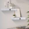Bloddream Floating Shelf with Drawer, 16", White view 1