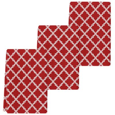 Beisseid Kitchen Dish Towels Moroccan Pattern Dish Cloth Fingertip Hand Towels Geometric Trellis Red Super Absorbent Soft Cotton Tea Towel 3 PCS