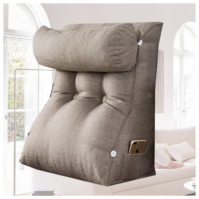 Bed Chairs for Sitting up in Bed for Adults, Sit up Pillow for Bed Removable Neck Pillow/Washable Cover, Upright Pillow for Working on Laptop,Grey