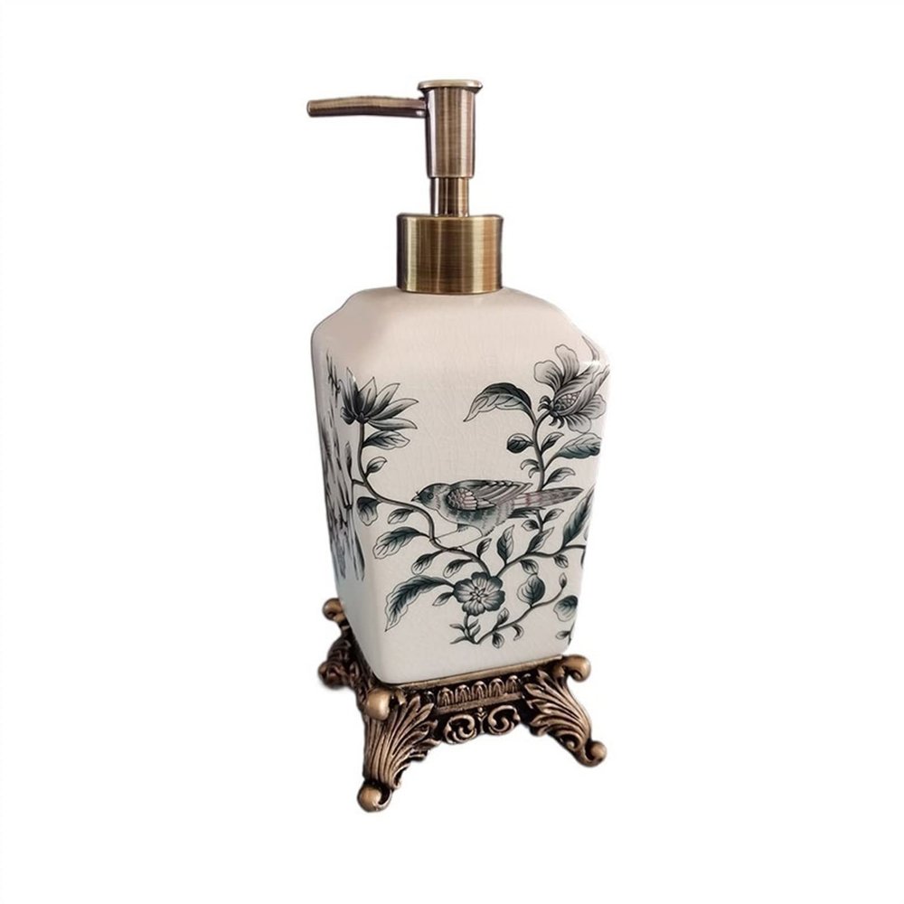 GLigeT Hand Soap Dispenser 340ML Personalized Crack Ceramic Soap Dispenser High-Grade Retro Large Lotion Sub Bottle Resin Base Soap Dispensor (Color : C)