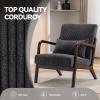 Akeysous Accent Chair Mid Century Modern Chair, Living Room Chairs with Pillow Upholstered Lounge Arm Chair Reading Chair with Solid Wood Frame & Corduroy Fabrics for Living Room Bedroom view 4