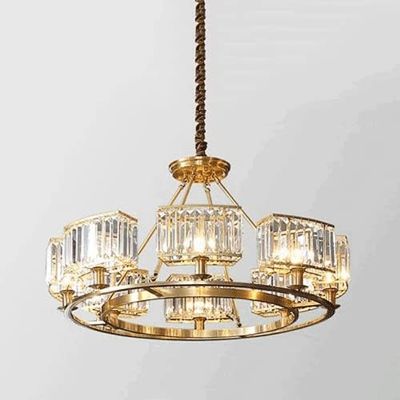 Modern Chandeliers Crystal, Light Luxury Crystal Chandelier LED E14 Full Copper Hanging Light Modern - Living Room Light Dining Room Decoration Ceiling Hanging Lamp Indoor Home Lighting Fixtures