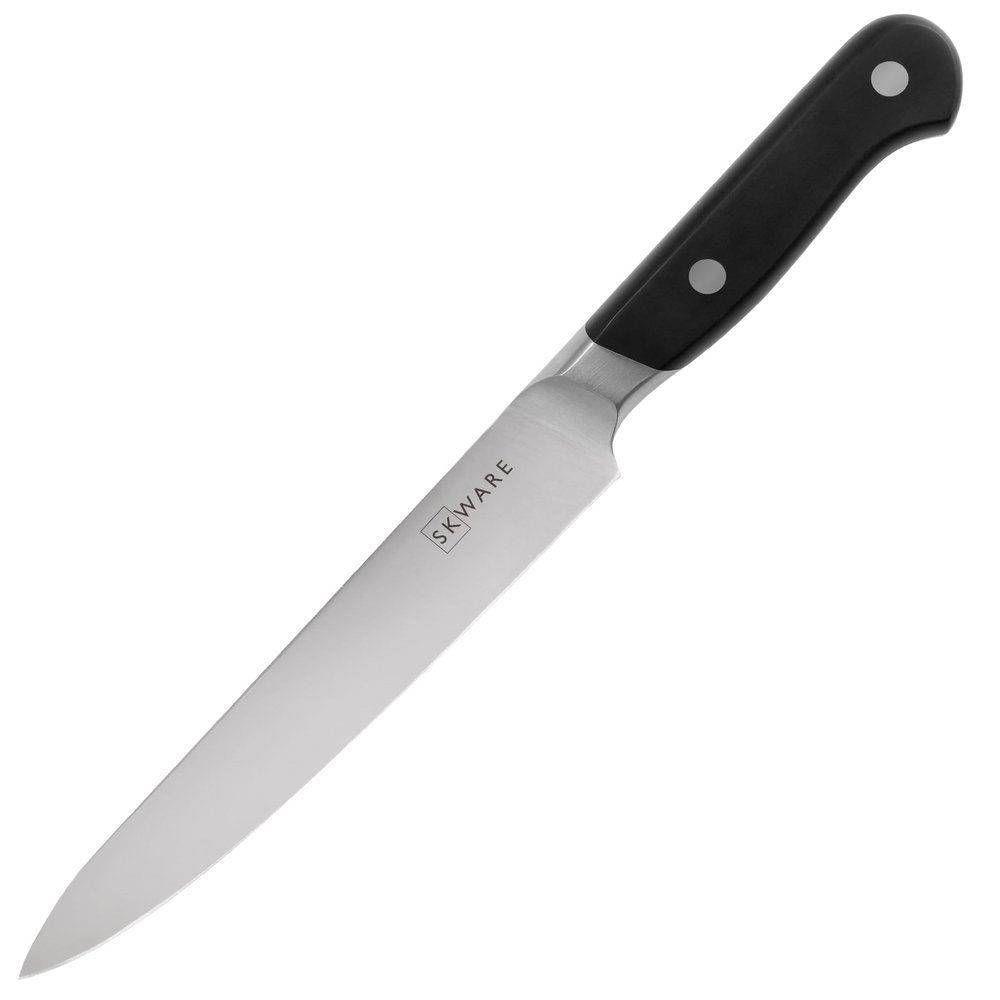 SKWARE Kitchen Utility Knife - Razor Sharp German Stainless Steel - 6 Inch Knife for Slicing and Trimming Proteins, Vegetables, Fruits