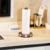 Stainless Steel Paper Towel Holder Stand Designed for Easy One- Handed Operation - This Sturdy Weighted Paper Towel Holder Countertop Model Has Suction Cups and Holds All Paper Towel Rolls view 3