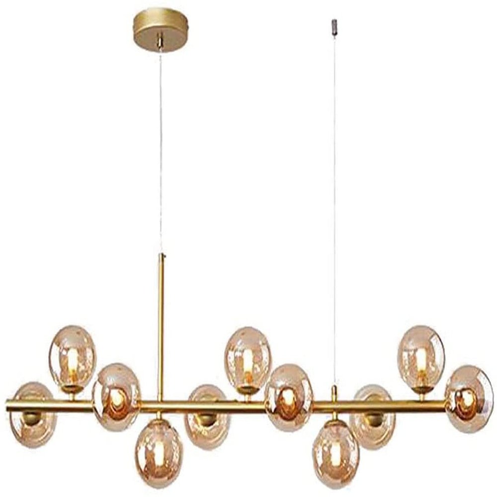 Chandelier Ceiling Light Luxurious Ceiling Lighting,G9 Long Strip of Light,Mid Century Gold Adjustable Chandelier,Lamp,Modern Brass Finish Glass Ball During Light-White 7 Head,Pendant