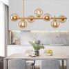 Chandelier Ceiling Light Luxurious Ceiling Lighting,G9 Long Strip of Light,Mid Century Gold Adjustable Chandelier,Lamp,Modern Brass Finish Glass Ball During Light-White 7 Head,Pendant view 4