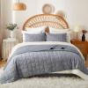 softpage Navy Quilts Queen Size Cotton Bedspreads Queen Size3-Pieces Queen Quilt Set with Blue Stripe Bedding Coverlet Light Weight Quilted Blanket with 2 Pillow Shams view 1