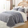 softpage Navy Quilts Queen Size Cotton Bedspreads Queen Size3-Pieces Queen Quilt Set with Blue Stripe Bedding Coverlet Light Weight Quilted Blanket with 2 Pillow Shams view 2