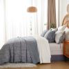 softpage Navy Quilts Queen Size Cotton Bedspreads Queen Size3-Pieces Queen Quilt Set with Blue Stripe Bedding Coverlet Light Weight Quilted Blanket with 2 Pillow Shams view 3