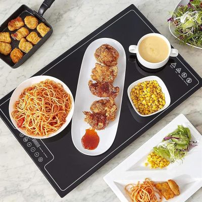 NEZIH 20""x15"" Electric Food Warmer Plate, Glass Warming Tray with Adjustable Temperature Control and Touch Panel, Hot Plate, Perfect for Buffets, Home Dinners