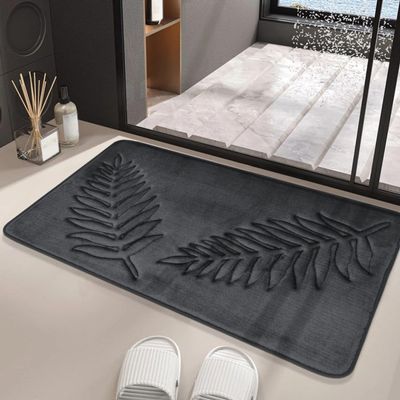 IsolaY Memory Foam Bath Mat Toilet Mat Extra Soft Bathroom Mat Super Comfort Bath Mats for Bathroom Floor Bath Rug Foot Mat,Grey,60x90cm