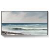 Abstract ocean, blue, seascape texture painting, 100% hand painted, living room wall decoration, acrylic abstract oil painting, office,(51 * 102cm) 20 * 40 Inches,Stretch+Black Frame view 1
