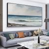 Abstract ocean, blue, seascape texture painting, 100% hand painted, living room wall decoration, acrylic abstract oil painting, office,(51 * 102cm) 20 * 40 Inches,Stretch+Black Frame view 4
