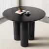 Black Round Table, 39.37" Kitchen Dining Table with 3 Powerful Support Legs, Modern Designed Round Table with Cream Smooth Surface and Round Edge for Kitchen,Dining Room and Livingroom view 1