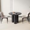 Black Round Table, 39.37" Kitchen Dining Table with 3 Powerful Support Legs, Modern Designed Round Table with Cream Smooth Surface and Round Edge for Kitchen,Dining Room and Livingroom view 3
