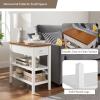 Narrow End Table with Charging Station, Side Table with 2 USB Ports & 2 Outlets, Nightstand with Storage, Sofa Bedside Table with 2 Open Storage Shelves & Drawer, Farmhouse End Table for Living Room W view 3
