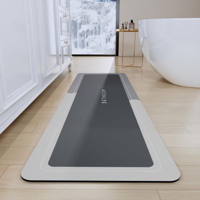 Deparnit Bath Mat Rug, Rubber Non-Slip Quick Dry Bathroom Rugs, Super Absorbent Bath Mat, Thin Floor Shower Mat Fit Under Door, Bath Rug for Bathtub, Shower and Sink (17"x59", Grey)