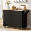 Modern Kitchen Island, Kitchen Island Cart with Drop Leaf, Internal Storage Rack and 3 Tier Pull Out Cabinet Organizer, Rolling Coffee Bar on Wheels, Kitchen Storage Cart for Dining Room, Black view 1